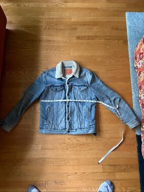 Medium Light Blue Sherpa-Lined Denim Jacket
